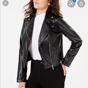 Express Cropped Embossed Faux Leather Jacket